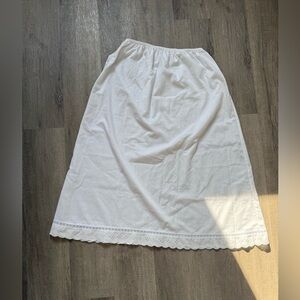 Vintage White Cotton Slip Skirt with Eyelet Detailing